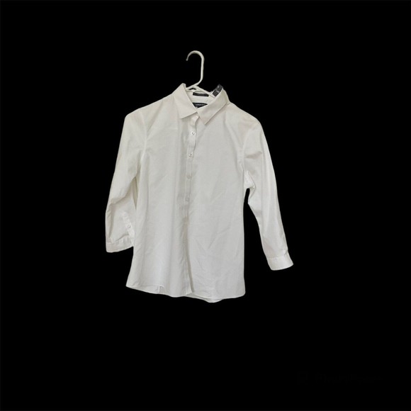 Lands End Womens 4 Blouse White Button Collar Long Sleeve Cotton Brand New - Picture 1 of 8